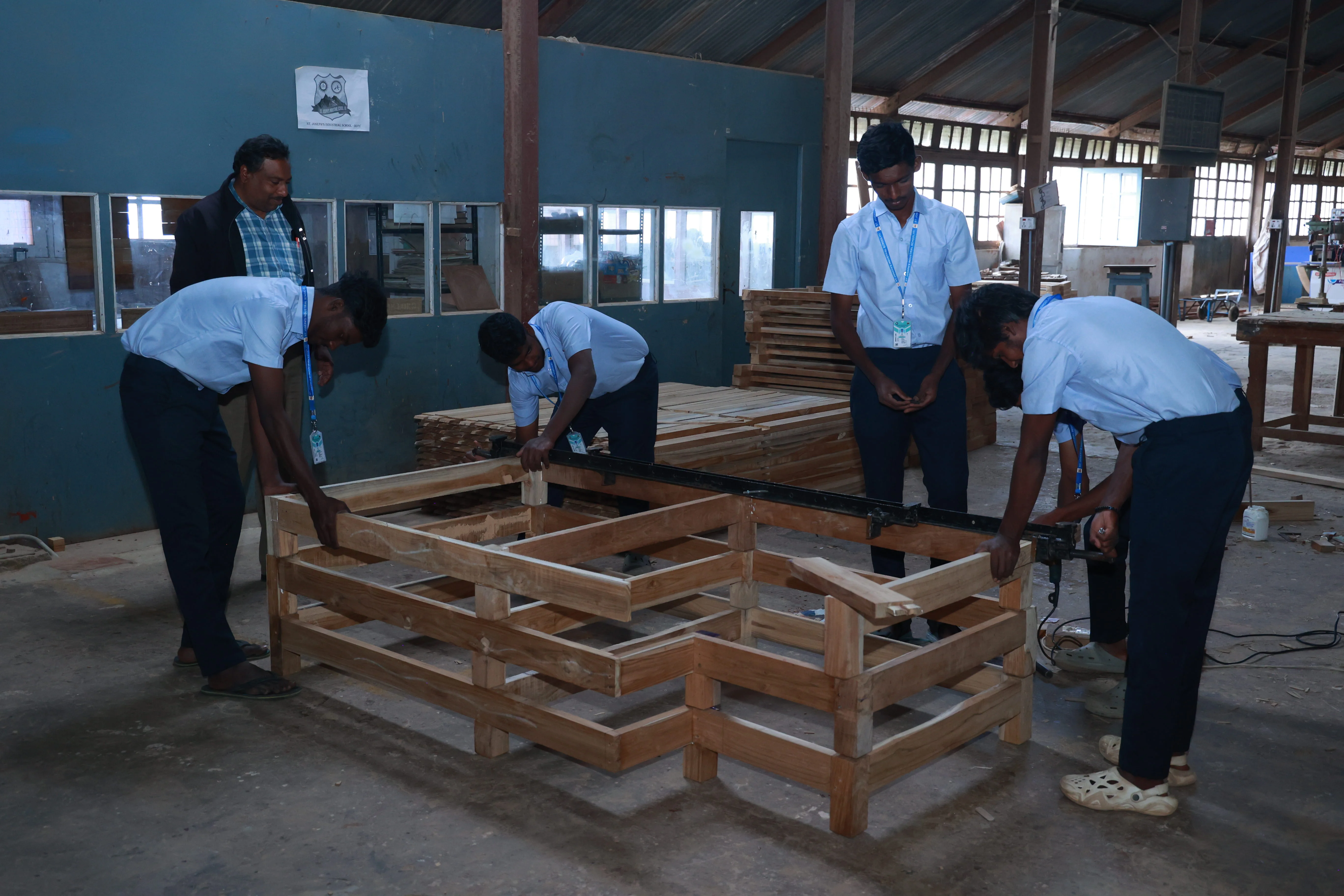 Carpentry workshop students