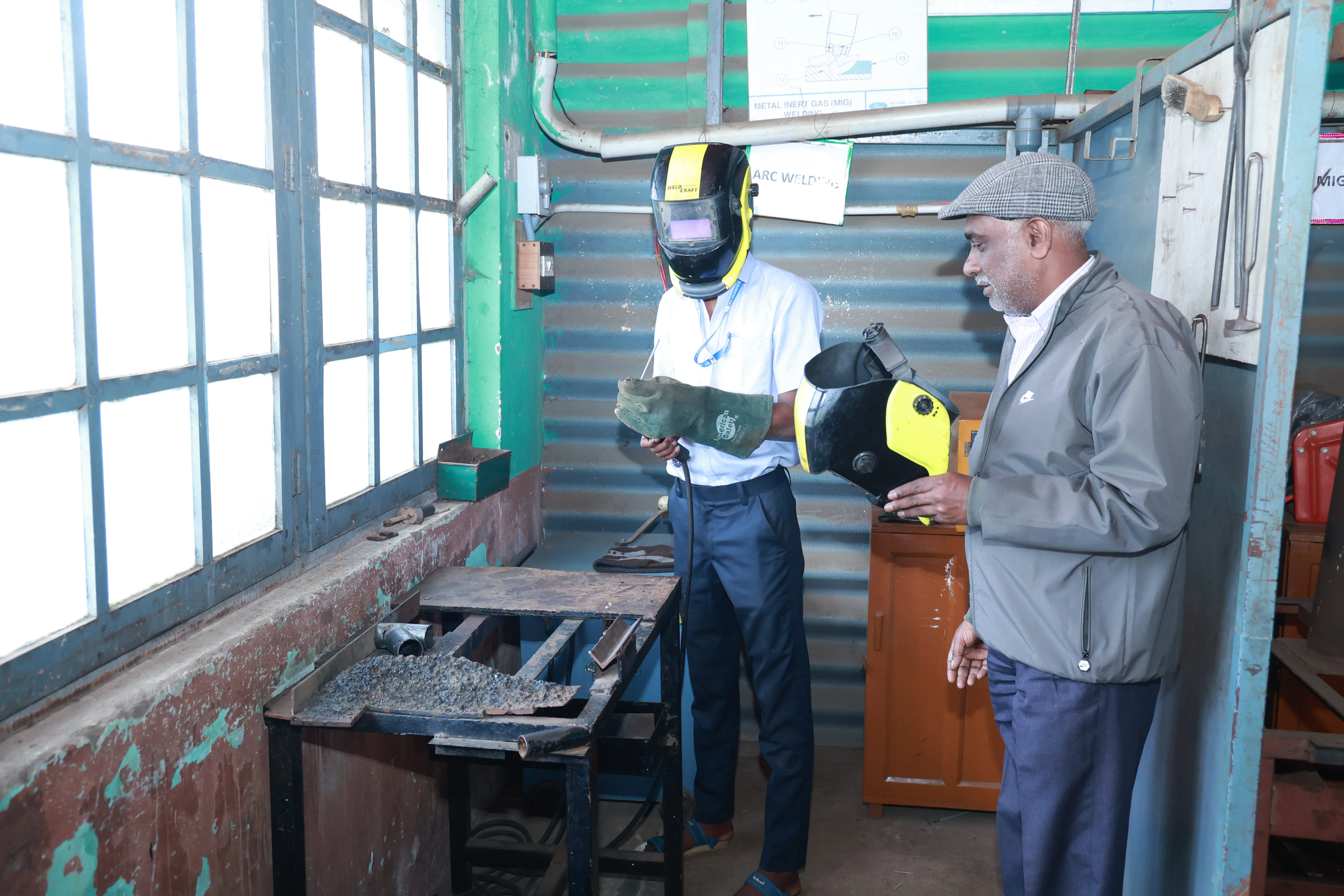 NCVT welding student during practical training at ITI Ooty