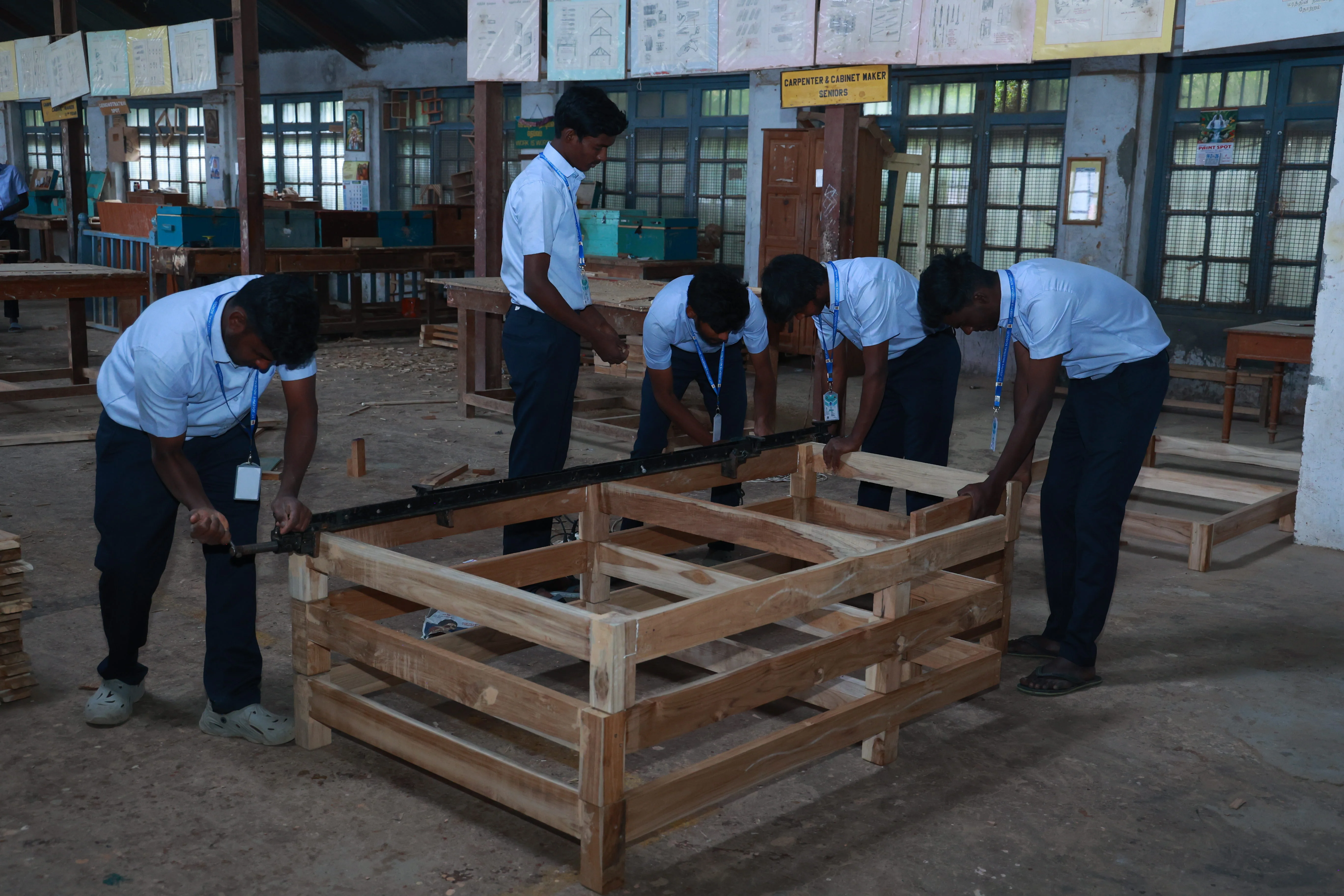 Carpentry students during training at St. Joseph ITI Ooty